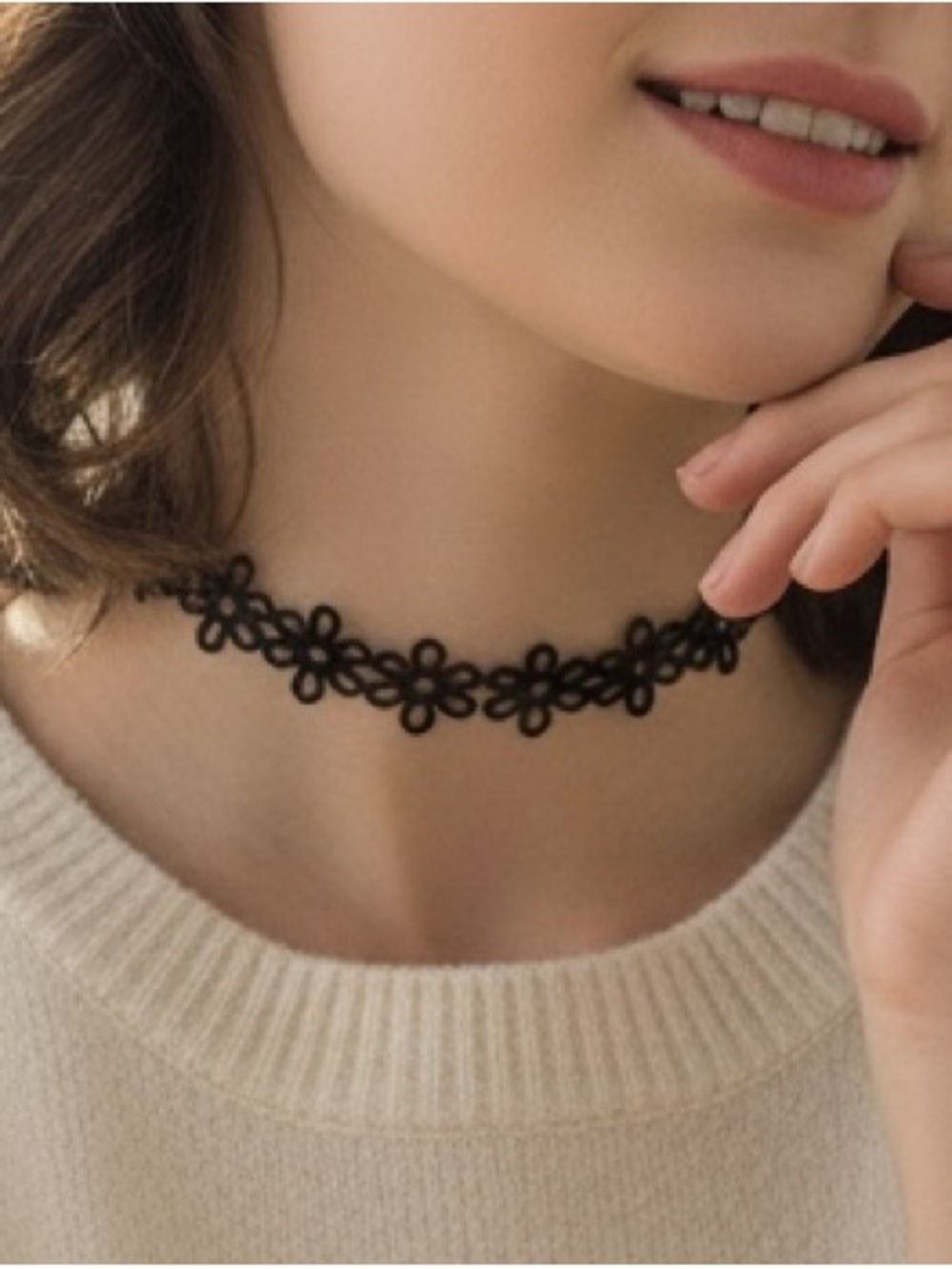 Black Floral Lace Choker Necklace - Women Jewelry